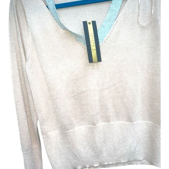 NWT Joseph Cream V-Neck Sweater Lightweight Knit sprinkle glitter M - Picture 5 of 9